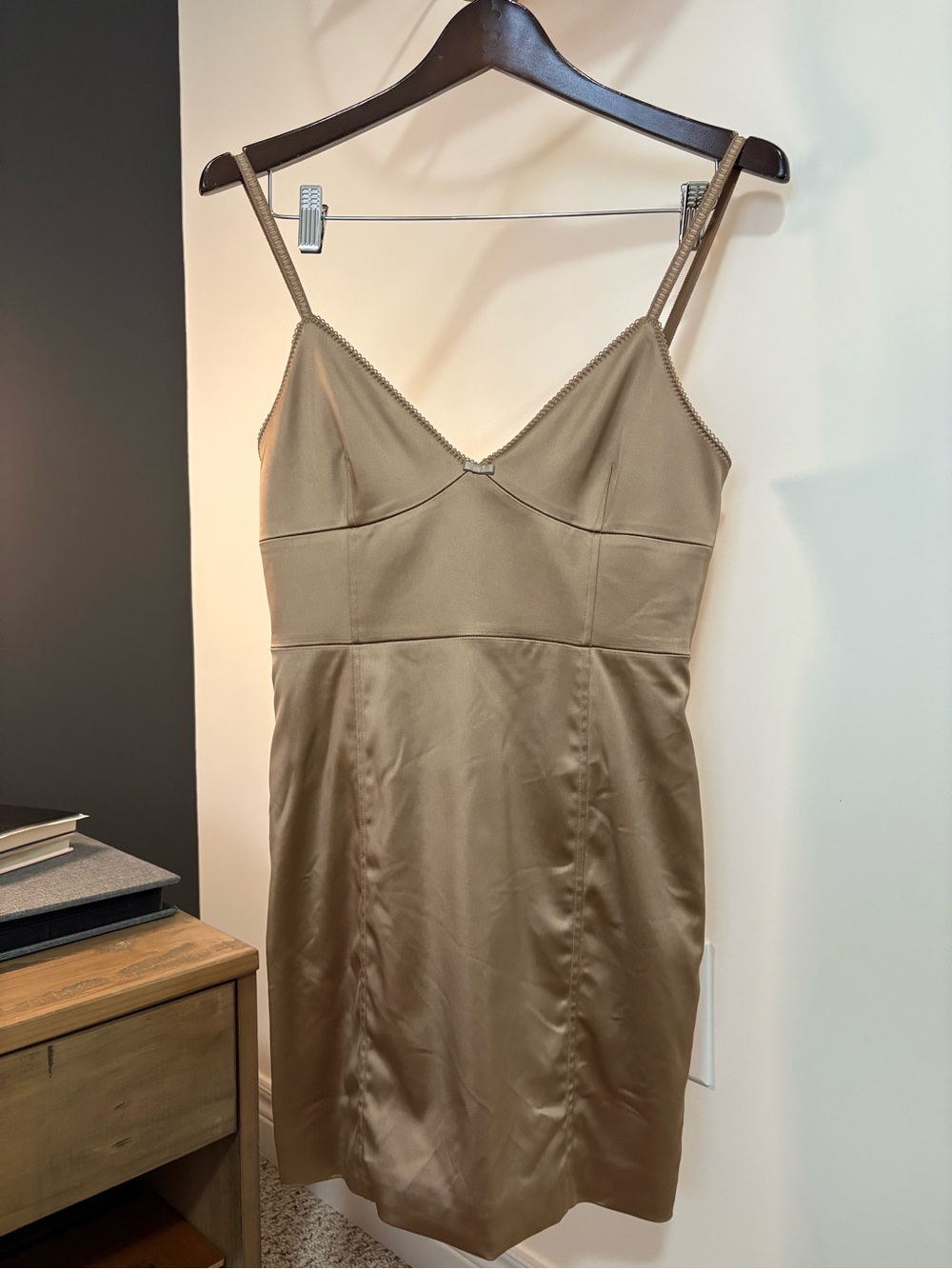 Aritzia Hypnosis Satin Dress in Champagne/Taupe